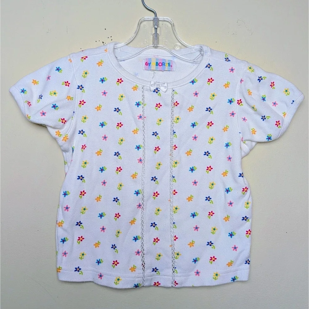 Vintage Gymboree Rainbow Tag Floral Lace Short Sleeve Top Girls Size 18-24 Month